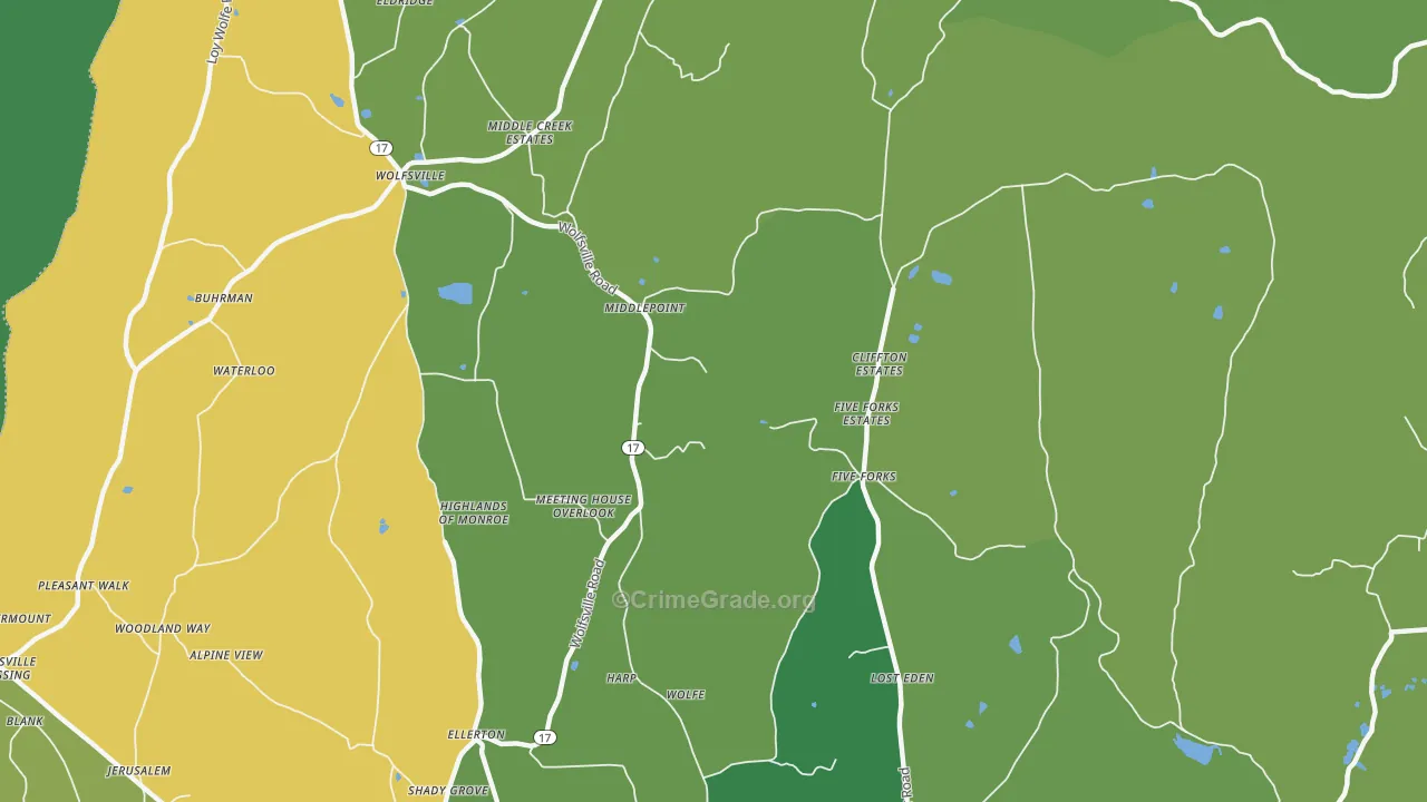 Middlepoint, MD Map of Robbery Rates