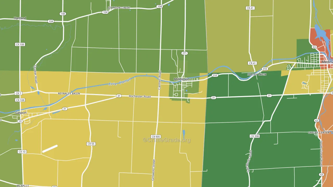 Middleport, NY Map of Robbery Rates