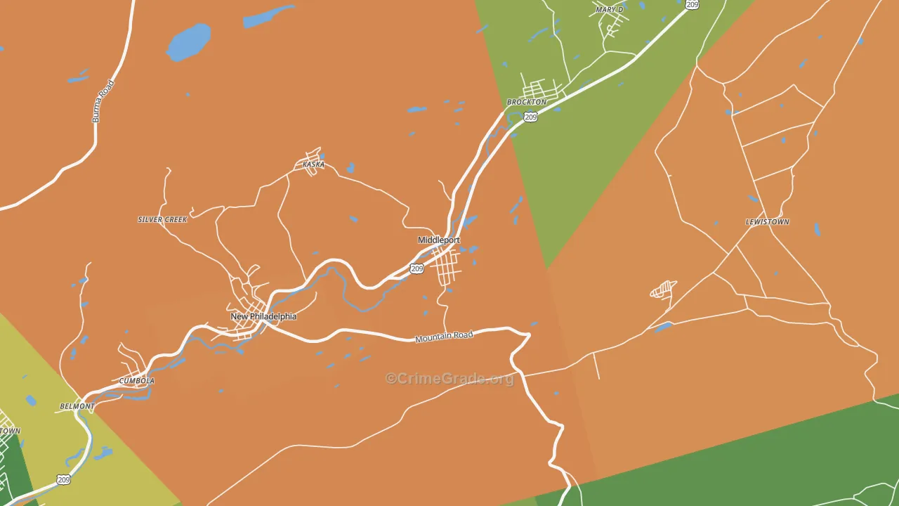 Middleport, PA Map of Robbery Rates