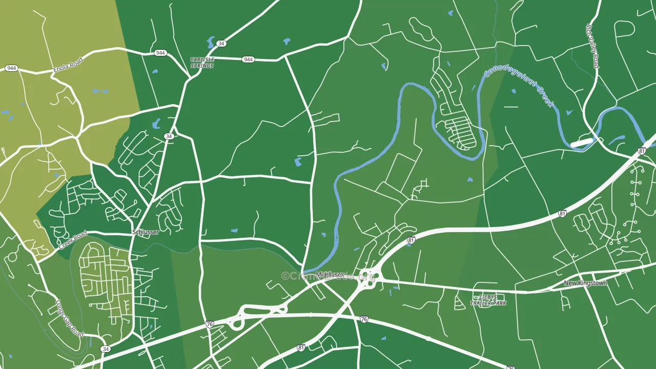 Middlesex, PA Map of Robbery Rates