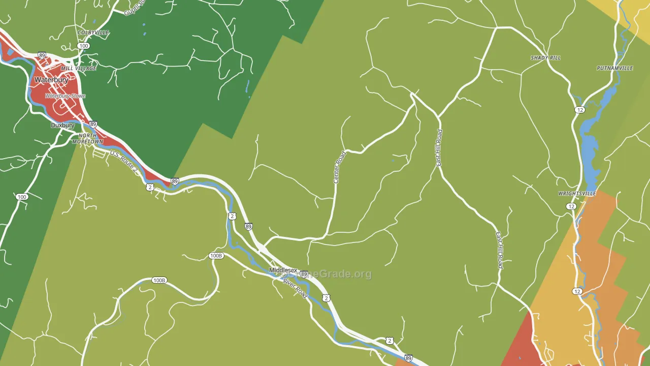 Middlesex, VT Map of Robbery Rates