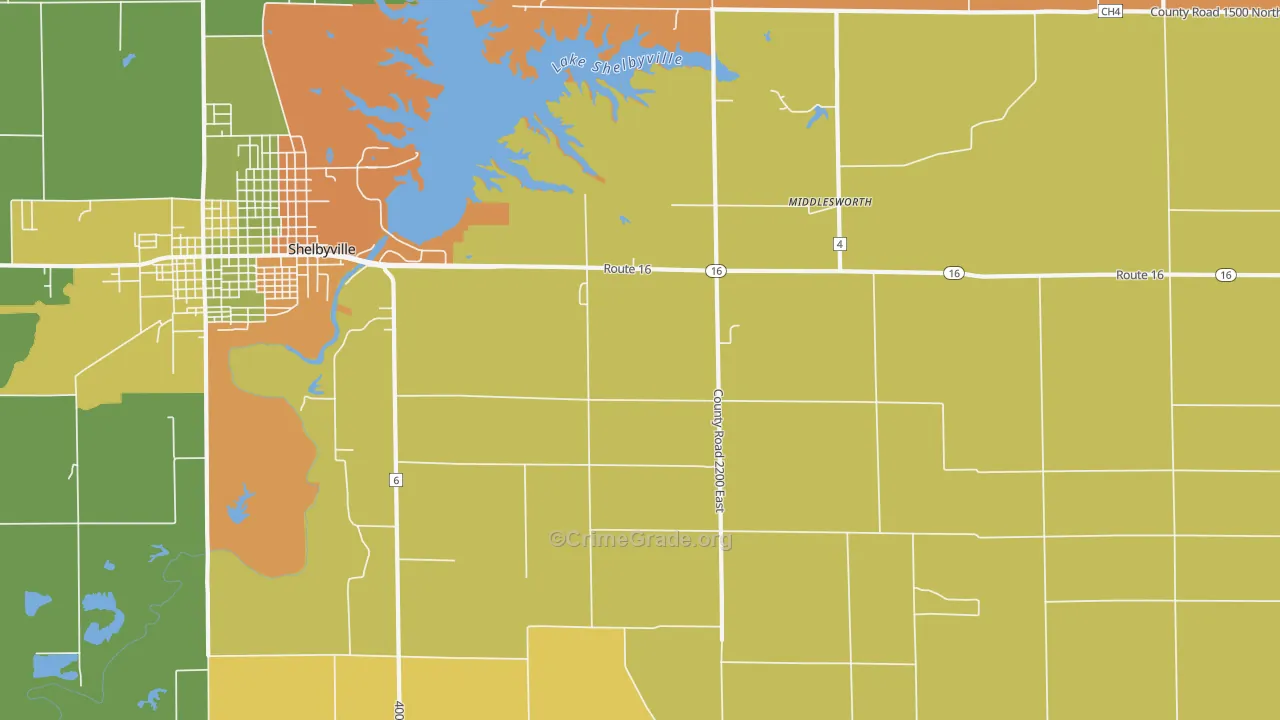 Middlesworth, IL Map of Robbery Rates