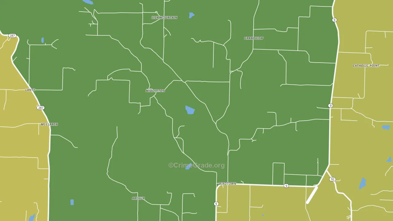 Middleton, AR Map of Robbery Rates