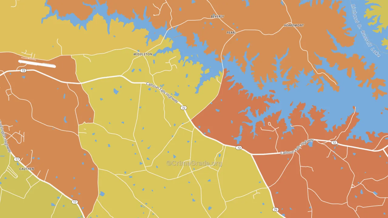 Middleton, GA Map of Robbery Rates