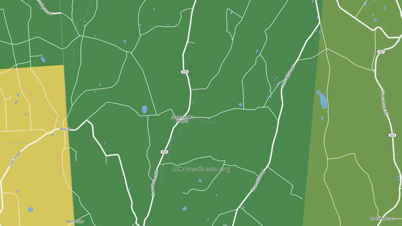 Middletown Center, PA Map of Robbery Rates