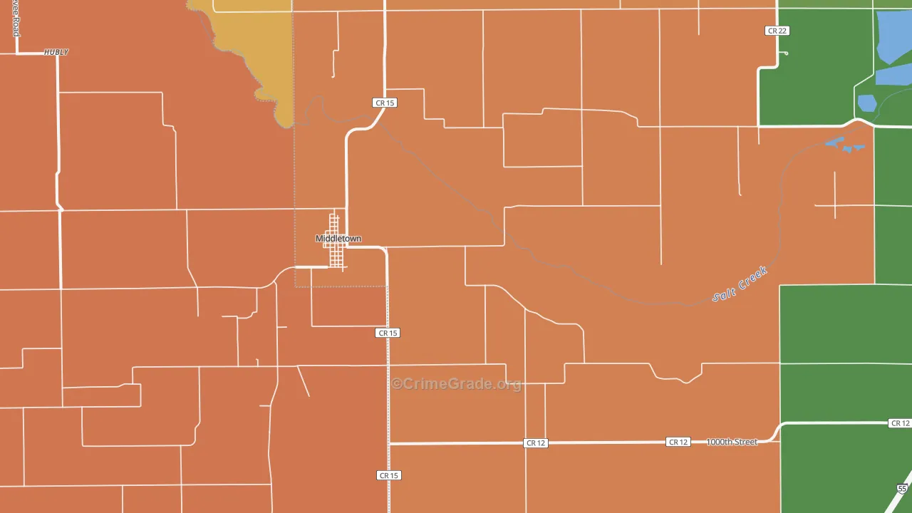 Middletown, IL Map of Robbery Rates