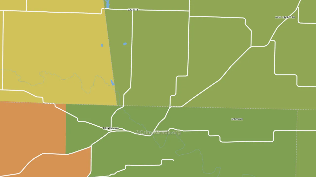 Middletown, MO Map of Robbery Rates