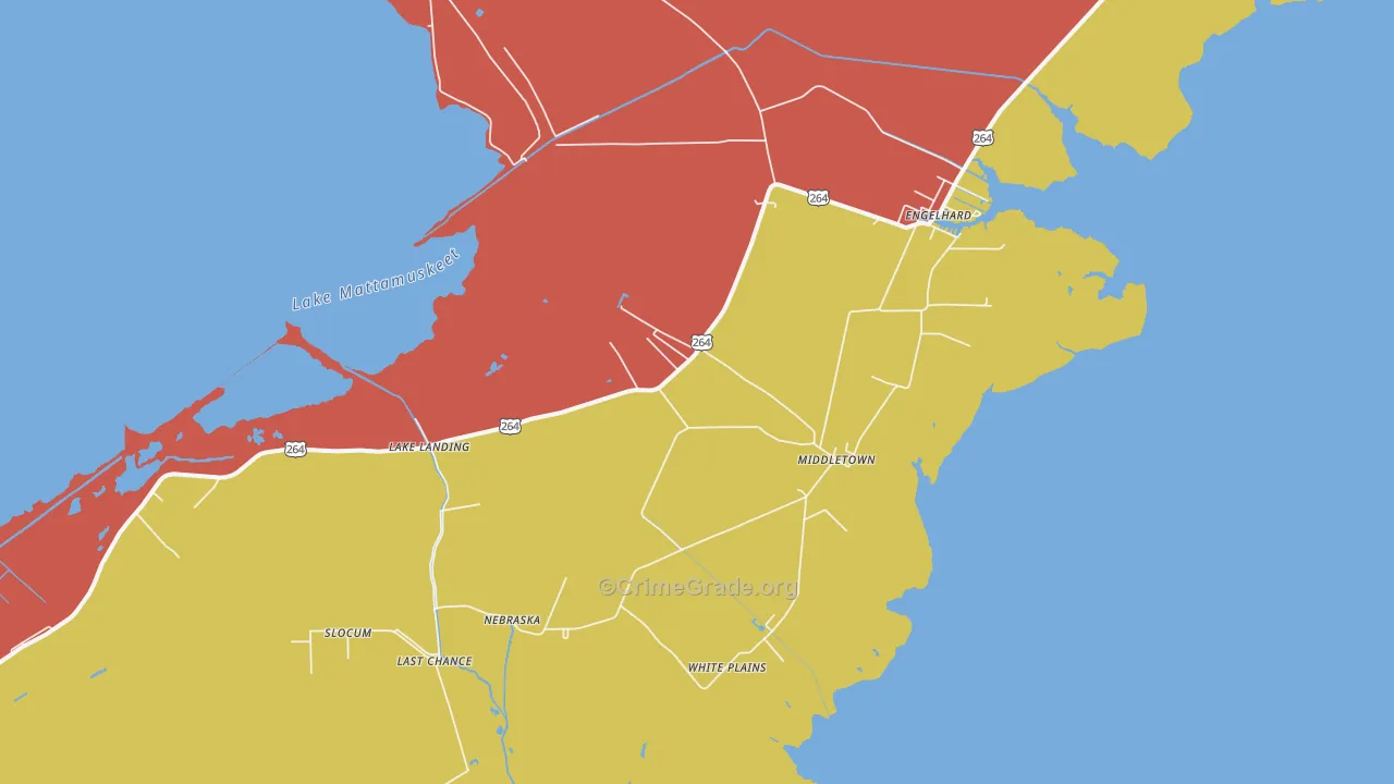 Middletown, NC Map of Robbery Rates