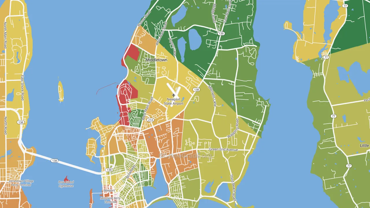 Middletown, RI Map of Robbery Rates
