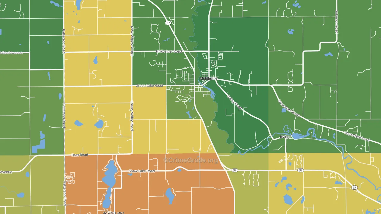 Middleville, MI Map of Robbery Rates