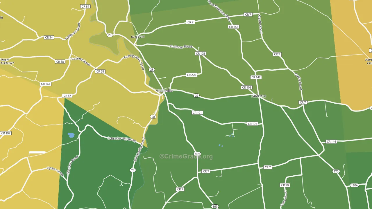 Middleville, NY Map of Robbery Rates