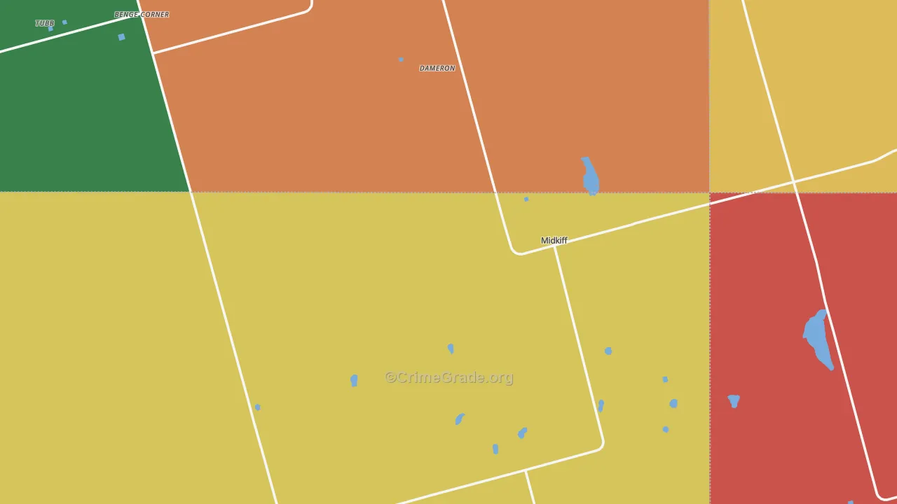 Midkiff, TX Map of Robbery Rates