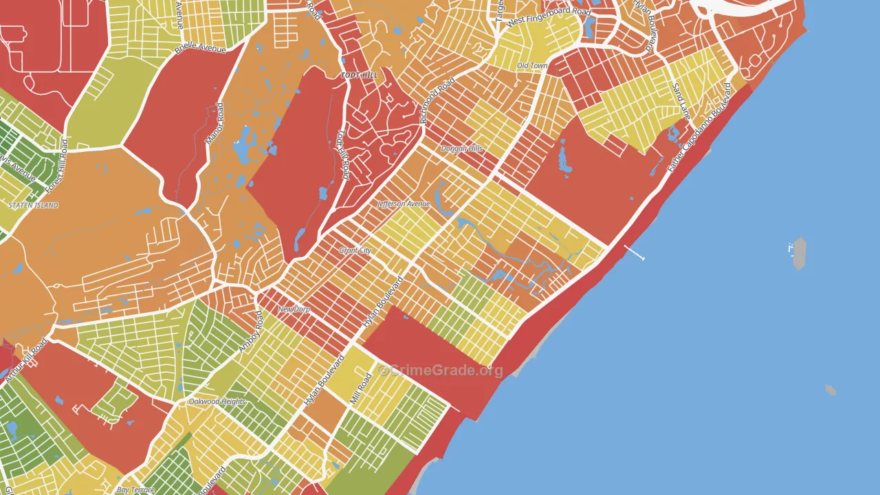 Midland Beach, Staten Island, NY Map of Robbery Rates