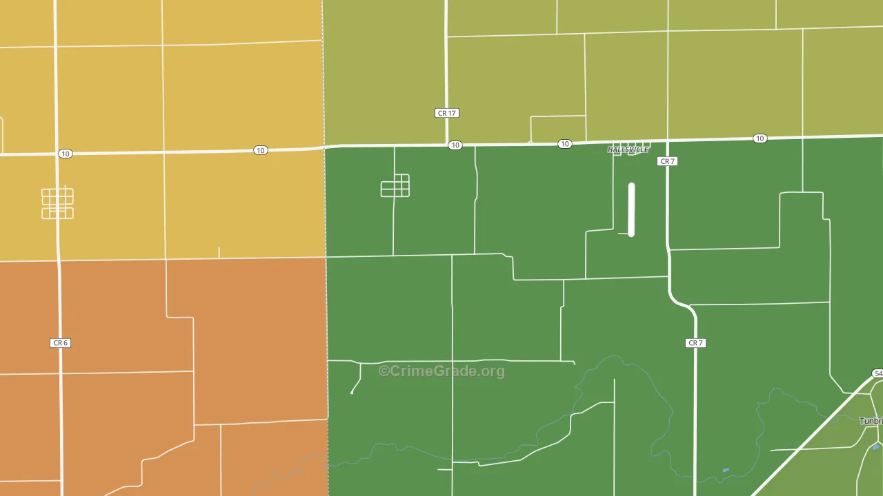 Midland City, IL Map of Robbery Rates