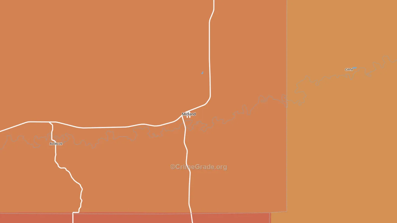 Midland, SD Map of Robbery Rates