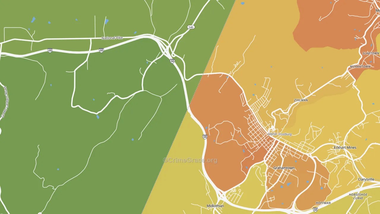 Midlothian, MD Map of Robbery Rates