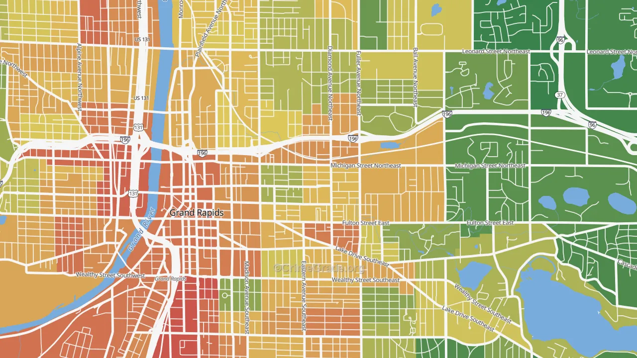Midtown-Grand Rapids, Grand Rapids, MI Map of Robbery Rates