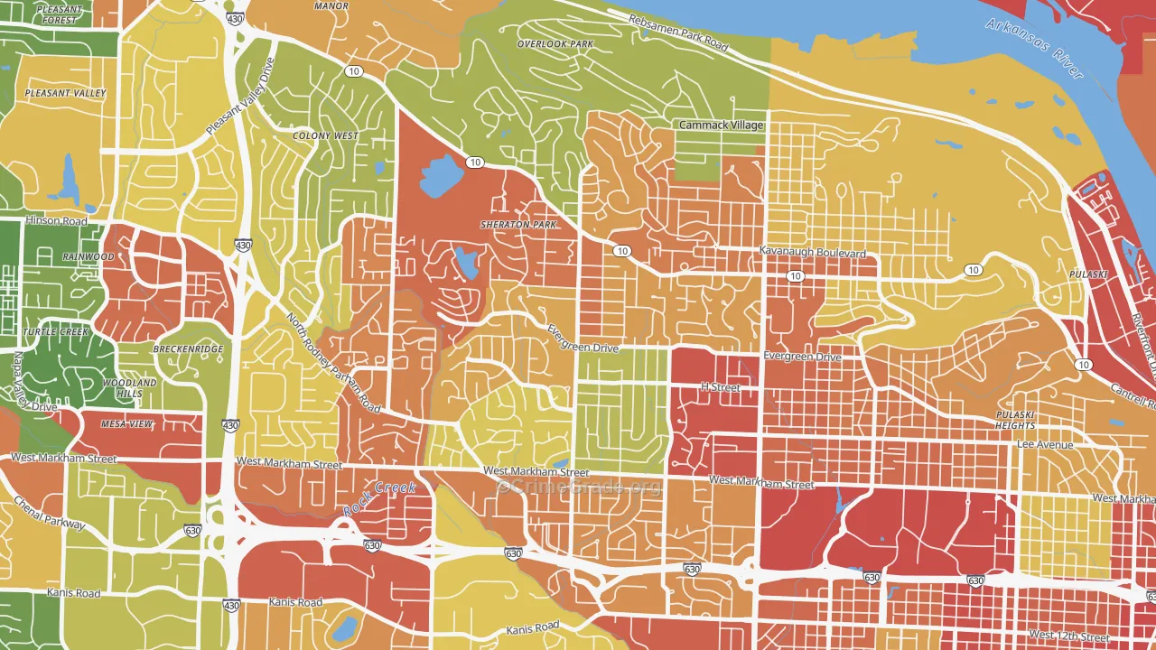 Midtown, Little Rock, AR Map of Robbery Rates