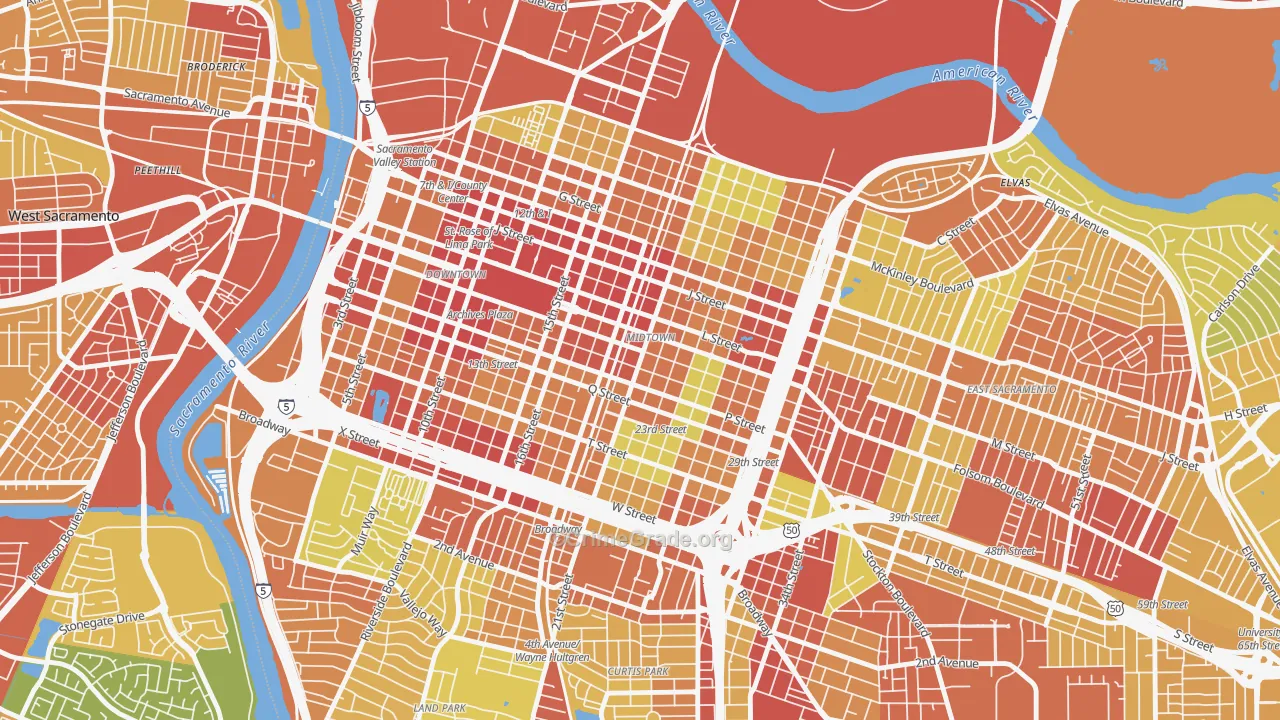 Midtown, Sacramento, CA Map of Robbery Rates