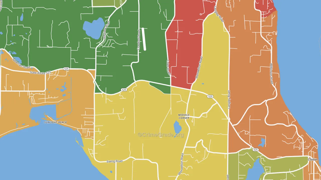 Midvale Corner, WA Map of Robbery Rates
