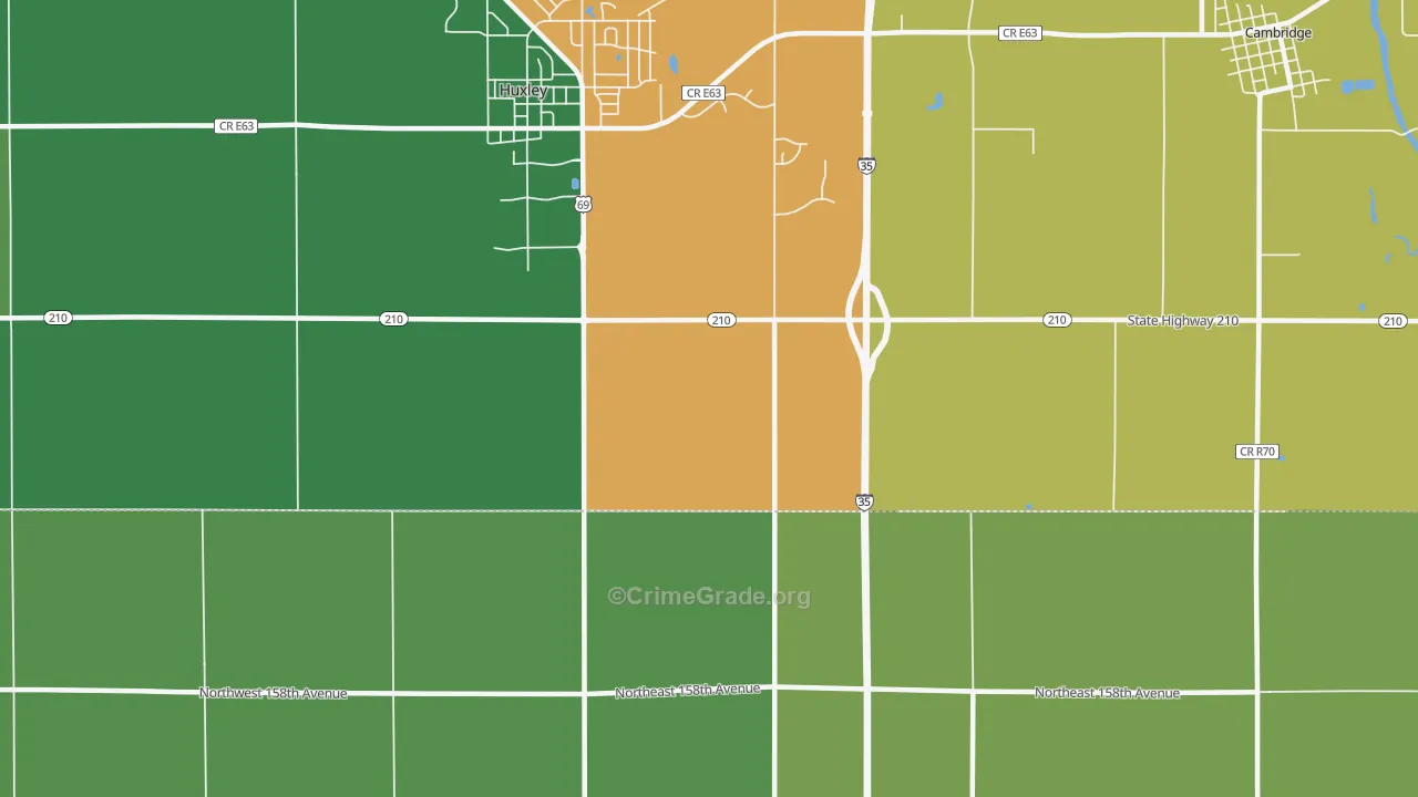 Midvale, IA Map of Robbery Rates
