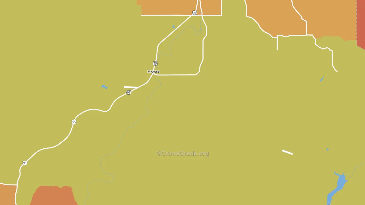Midvale, ID Map of Robbery Rates