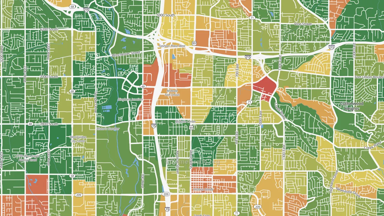 Midvale, UT Map of Robbery Rates