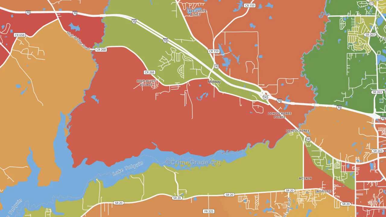 Midway, FL Map of Robbery Rates