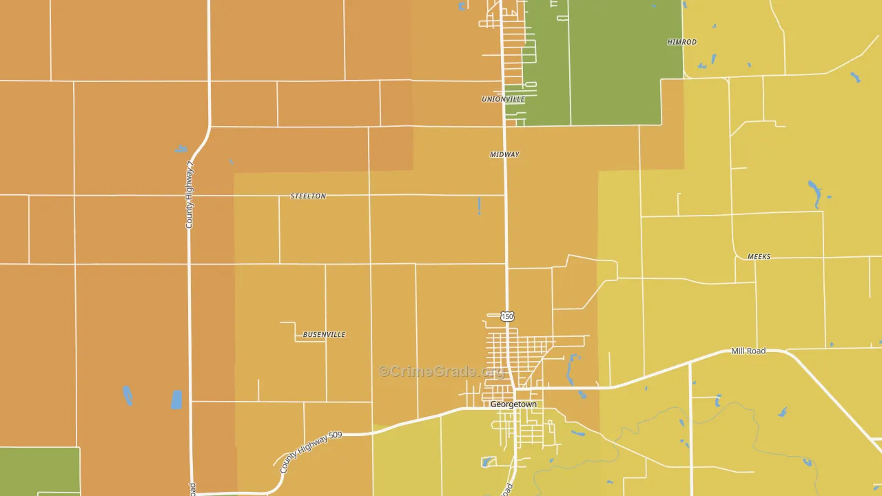 Midway, IL Map of Robbery Rates