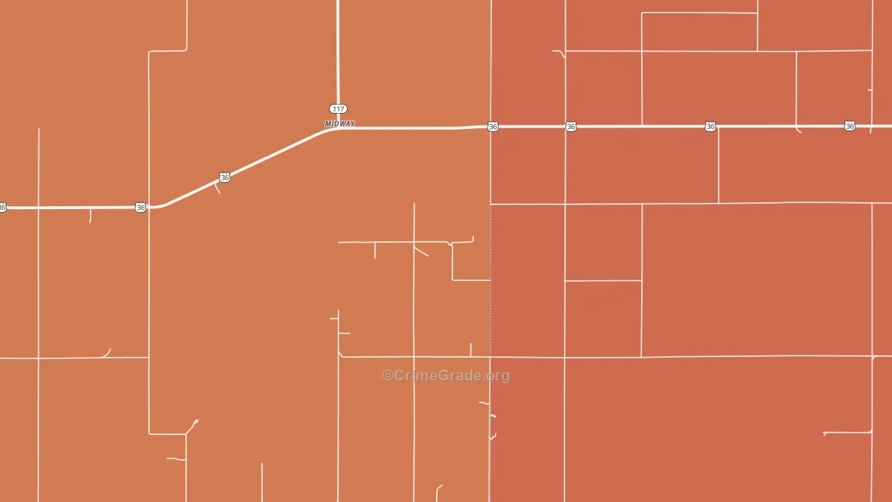 Midway, KS Map of Robbery Rates