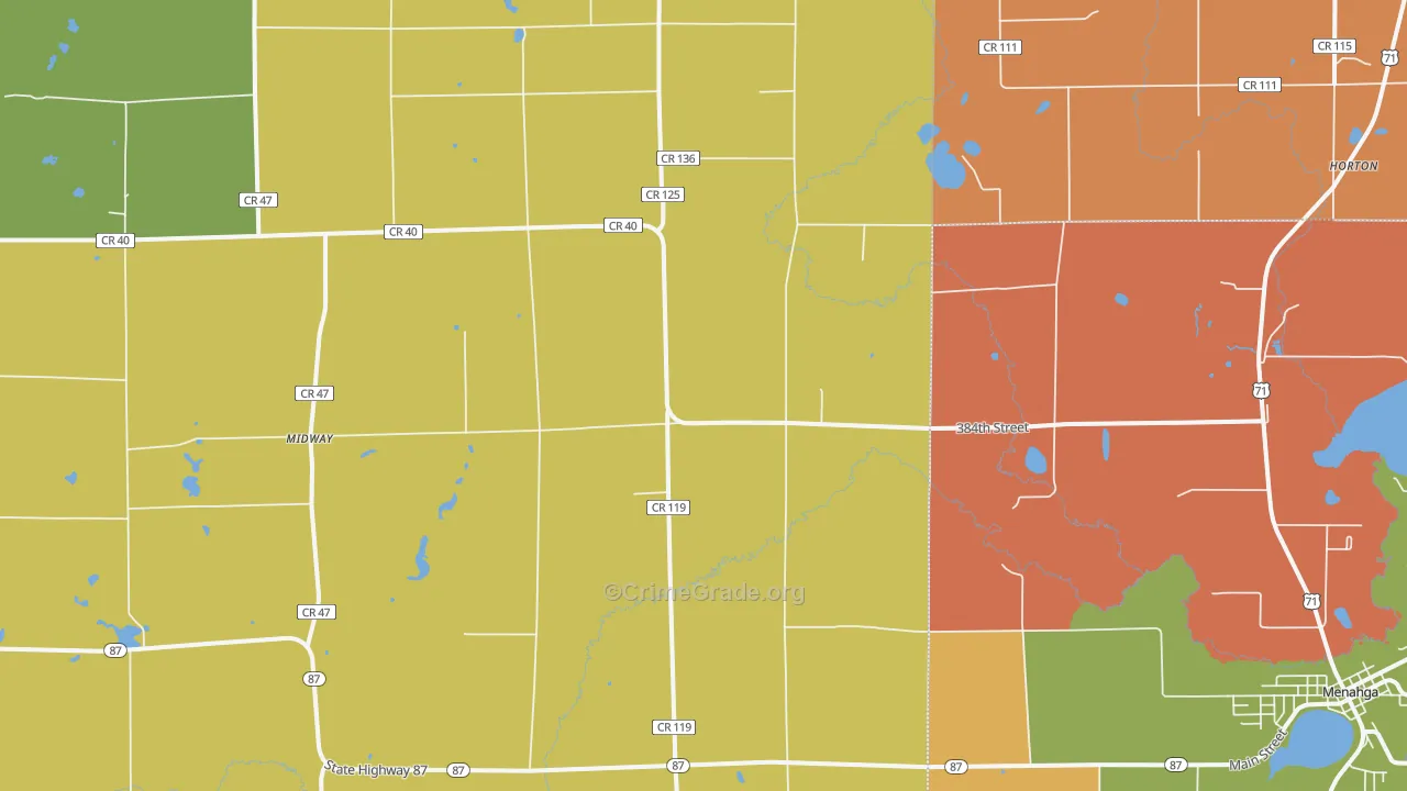 Midway, MN Map of Robbery Rates