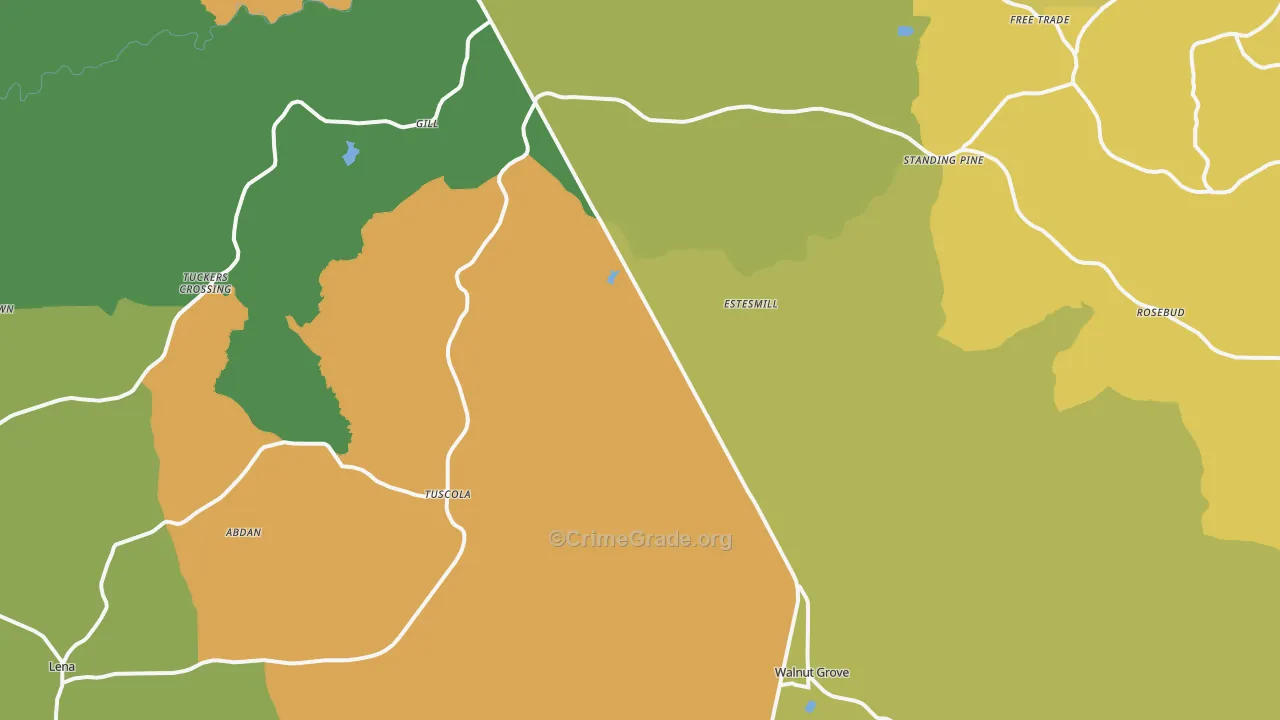 Midway, MS Map of Robbery Rates