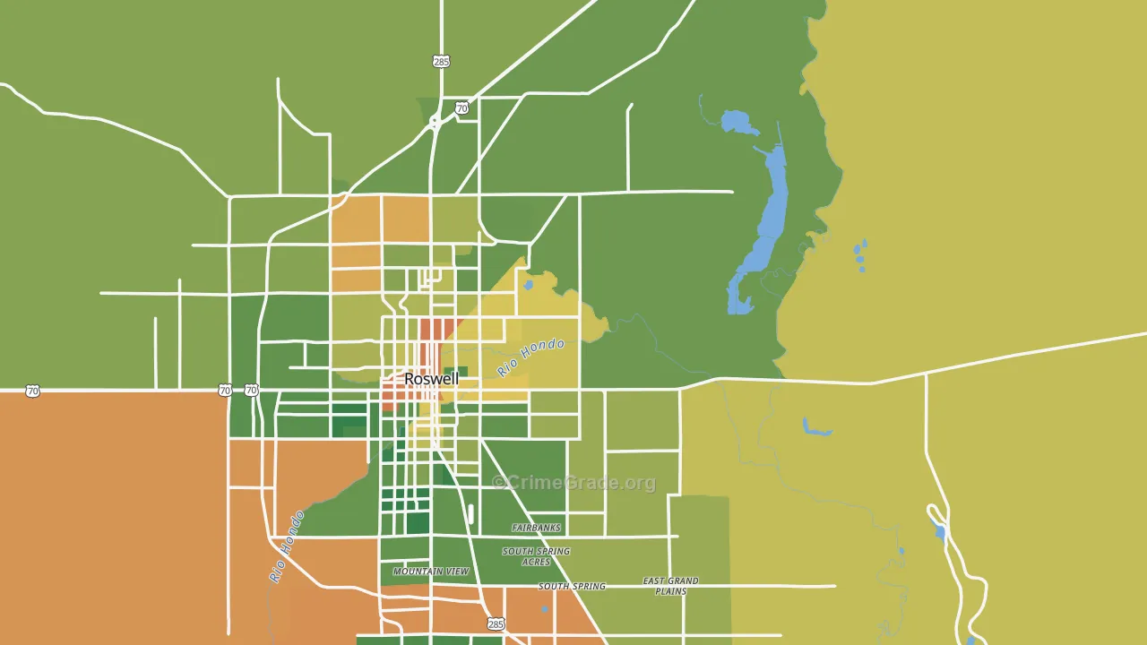Midway, NM Map of Robbery Rates