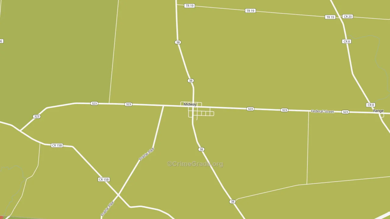 Midway, OH Map of Robbery Rates