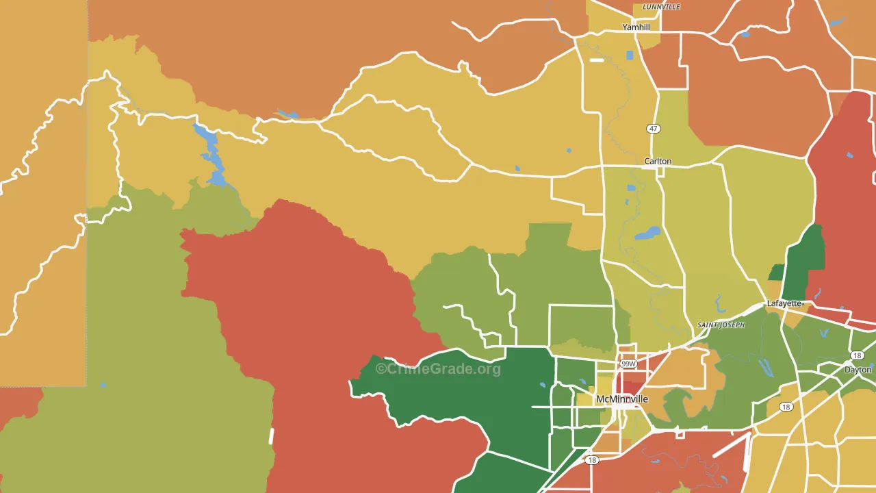 Midway, OR Map of Robbery Rates