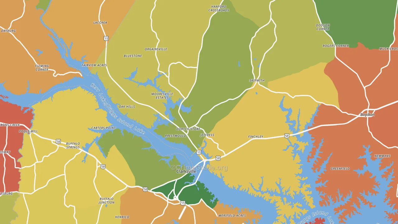 Midway, VA Map of Robbery Rates