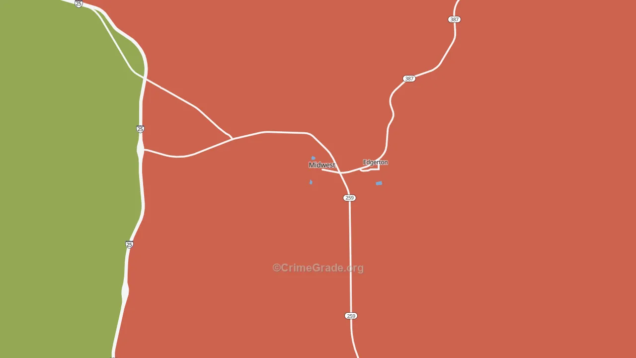 Midwest, WY Map of Robbery Rates