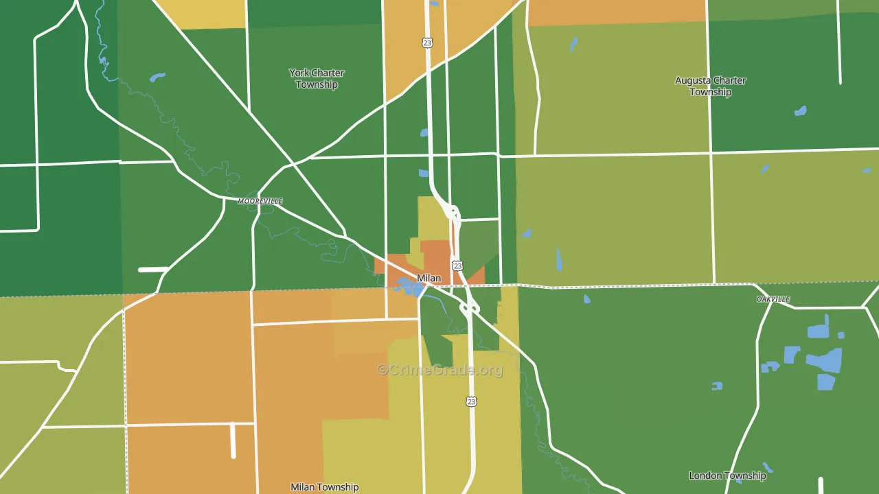 Milan, MI Map of Robbery Rates