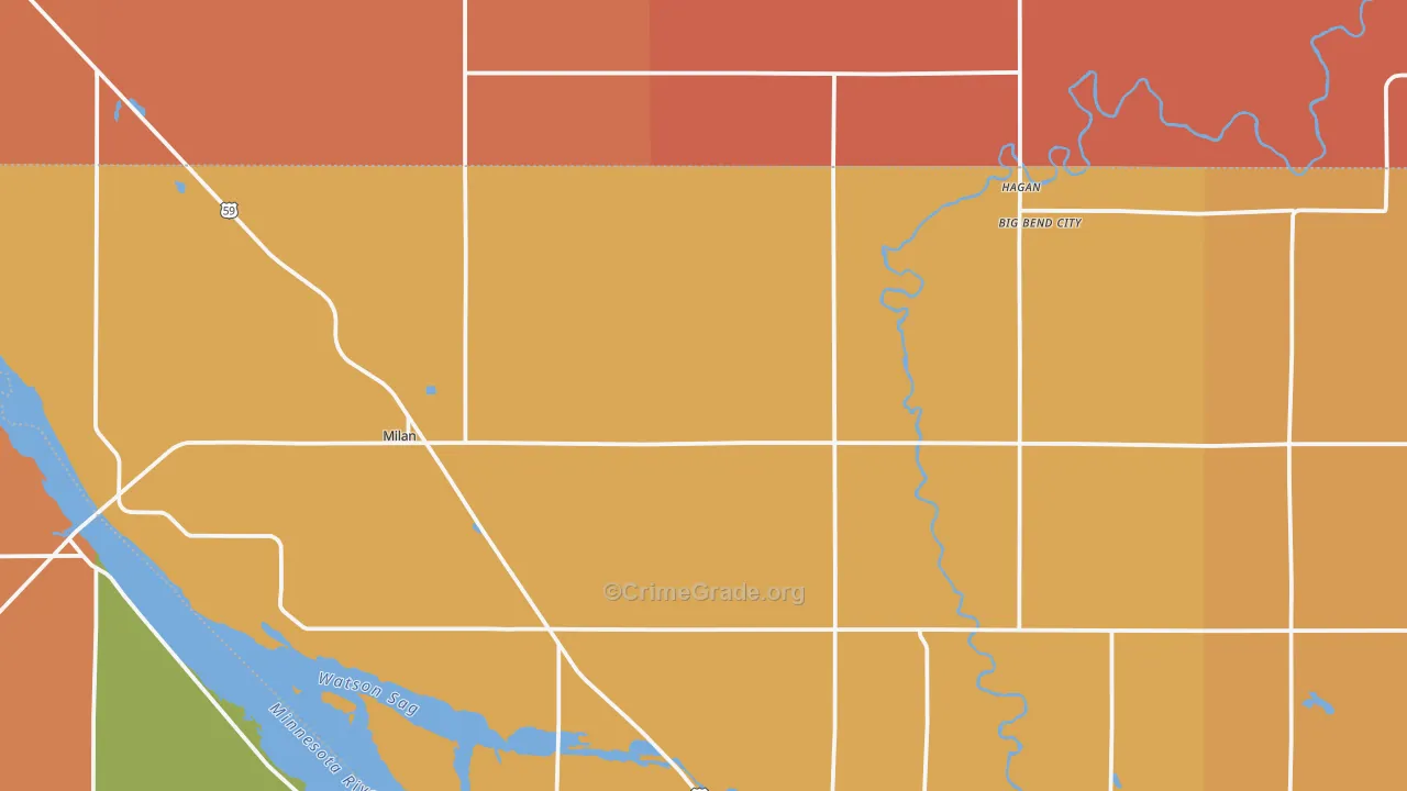 Milan, MN Map of Robbery Rates