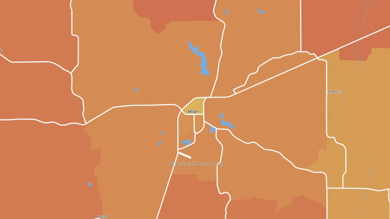 Milan, MO Map of Robbery Rates