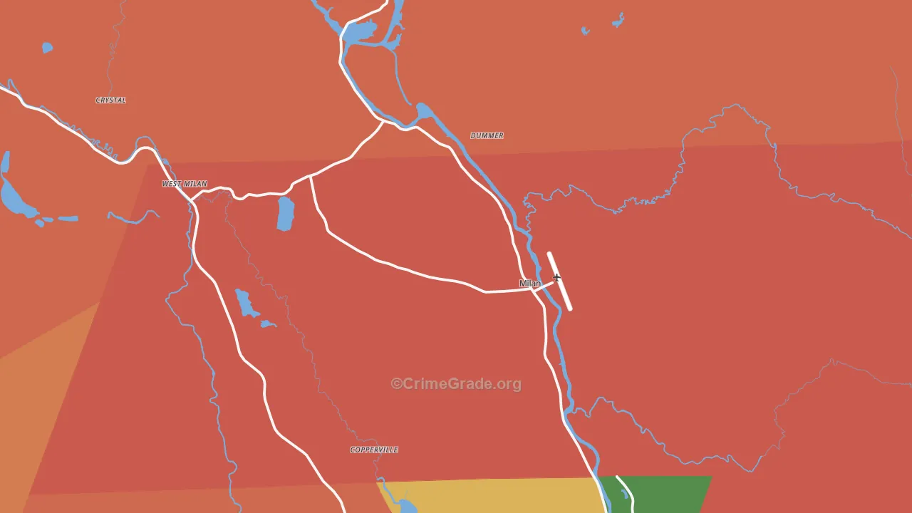 Milan, NH Map of Robbery Rates