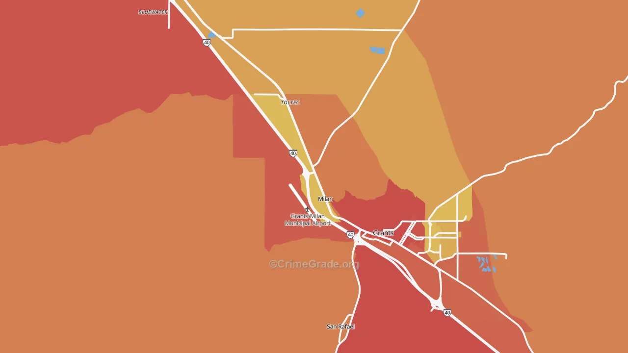 Milan, NM Map of Robbery Rates