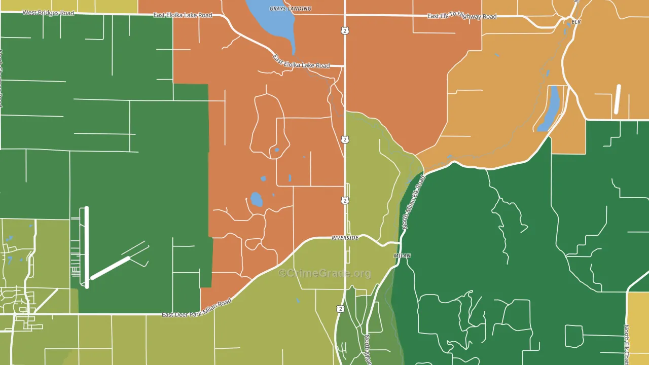 Milan, WA Map of Robbery Rates