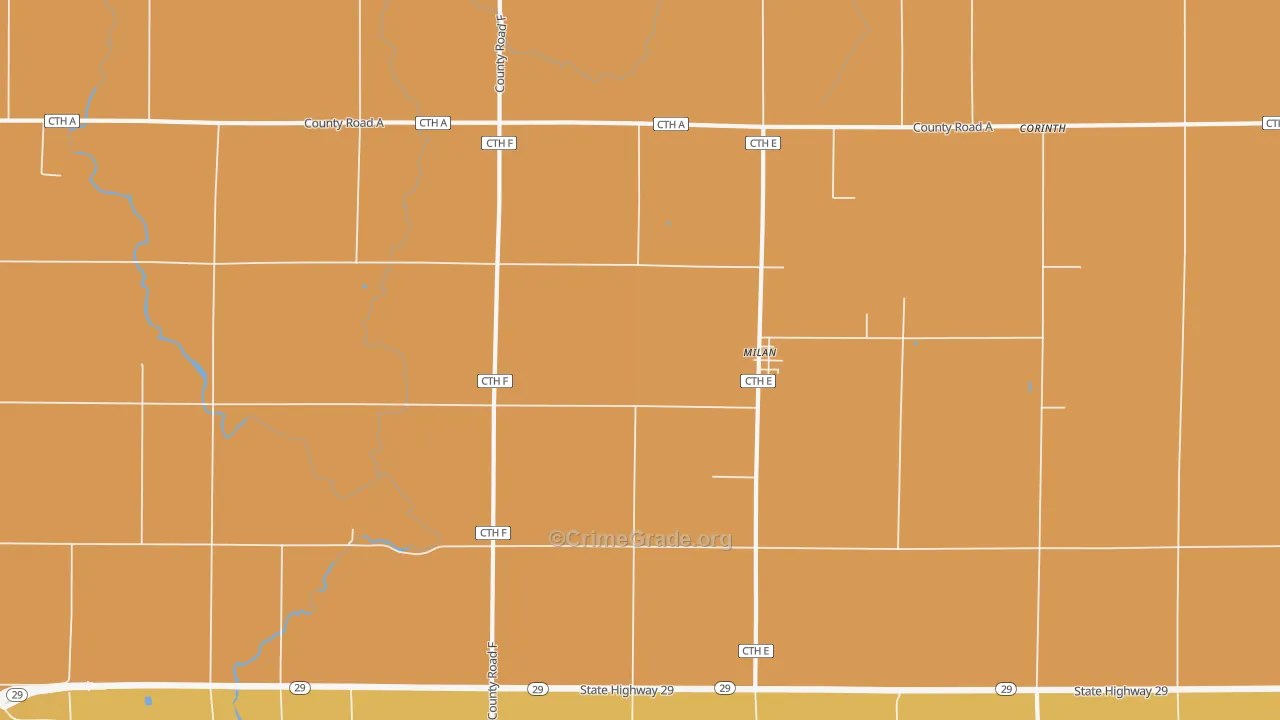 Milan, WI Map of Robbery Rates