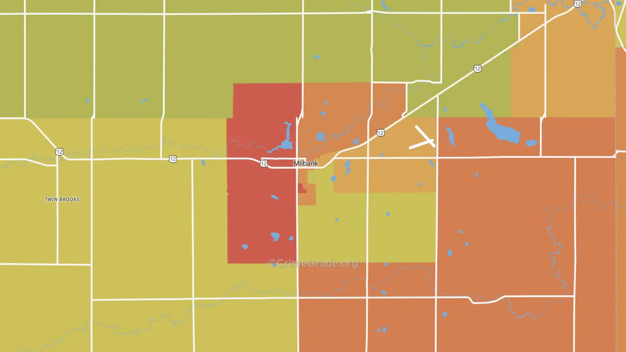 Milbank, SD Map of Robbery Rates