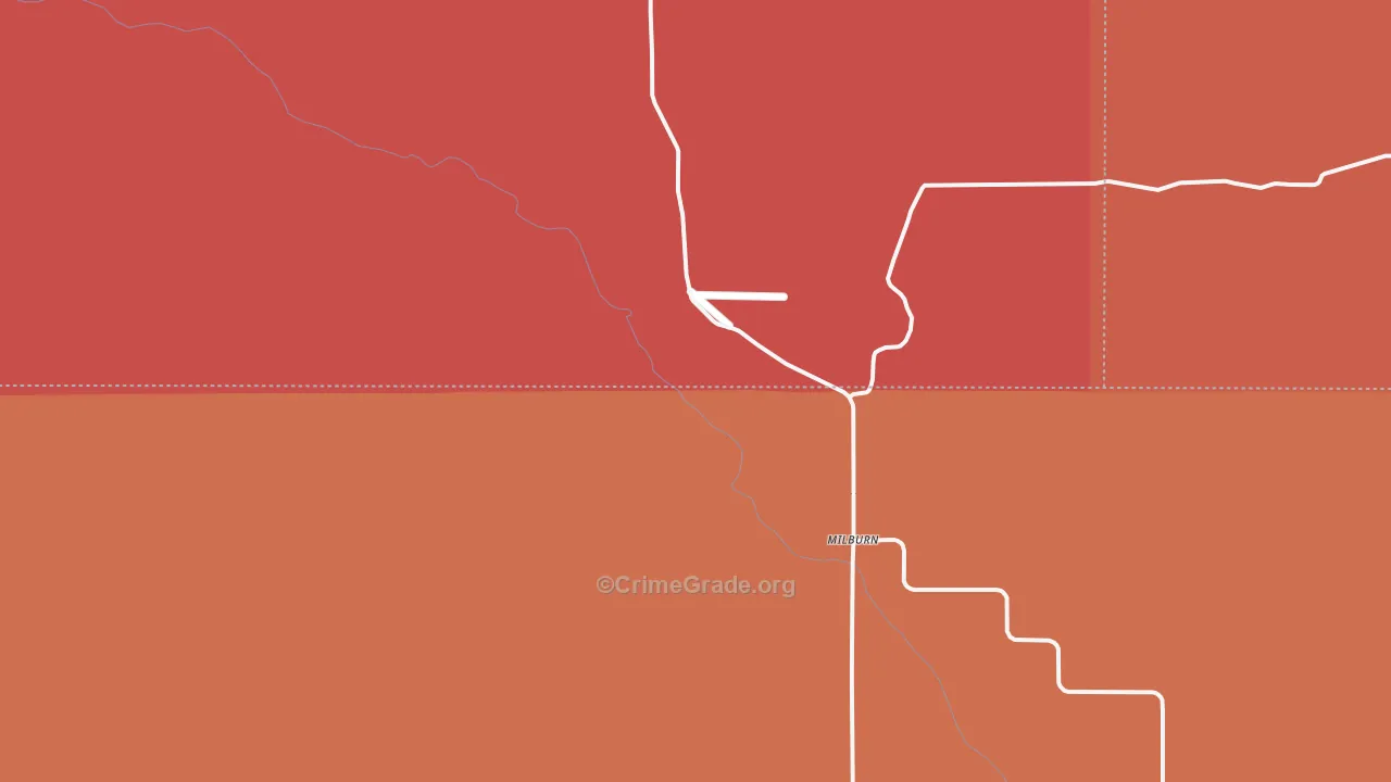Milburn, NE Map of Robbery Rates