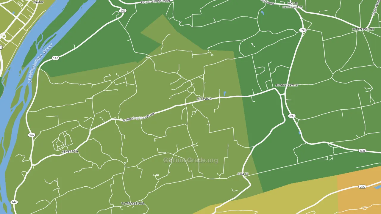 Mile Run, PA Map of Robbery Rates