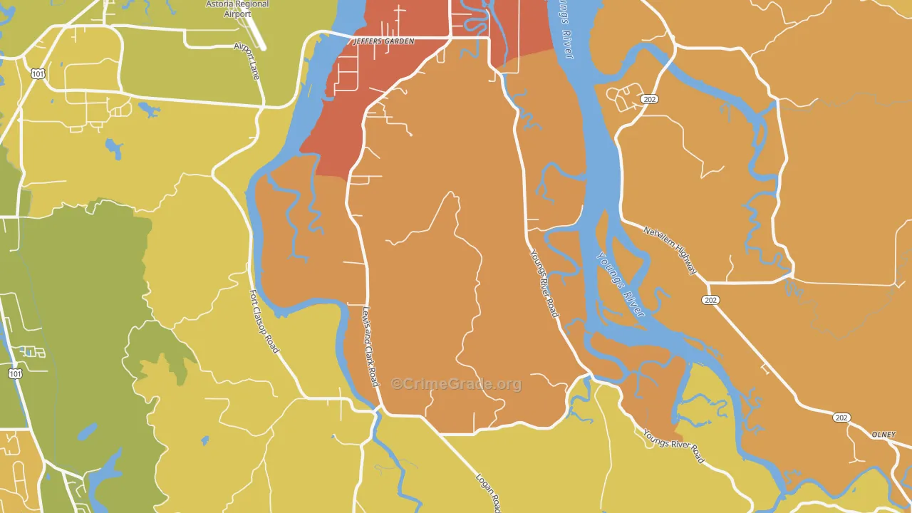 Miles Crossing, OR Map of Robbery Rates