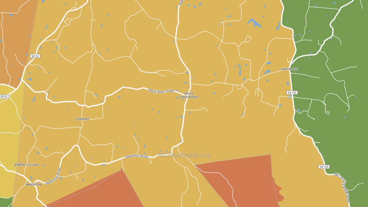 Miles Crossroads, TN Map of Robbery Rates