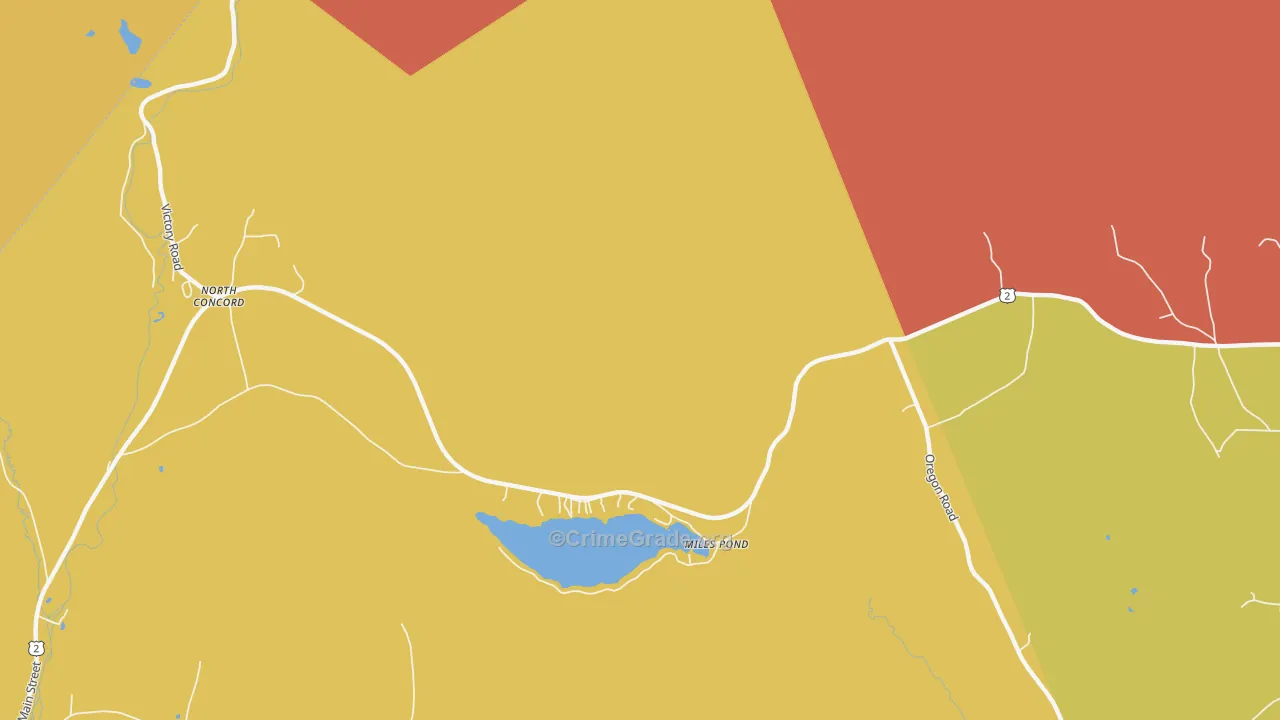 Miles Pond, VT Map of Robbery Rates